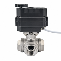 Vanne à boisseau sphérique électrique à trois voies en acier inoxydable DC12V 24V pour le mélange d'eau et le drainage directionnel