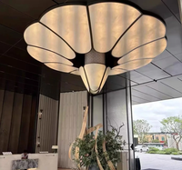Grand Lustre LED Suspendu en Métal Acrylique Effet Flocons Radiants, Style Alabâtre, pour Hall d'Hôtel, Salon de Thé, Réception