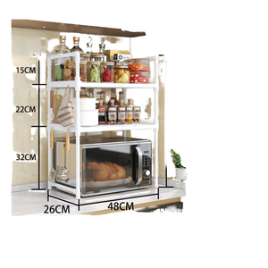 Estante de cocina de Metal extensible de alta resistencia Soporte de horno de <span class=keywords><strong>microondas</strong></span> retráctil ajustable de estilo moderno con almacenamiento doméstico - Product Image 2