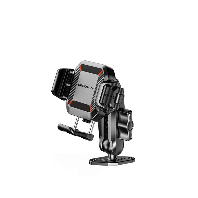 Anti-theft Phone Holder with Shock Absorber Aluminum Diamond Base and Medium Arm Suitable for Car Boats Trucks Motorcycles