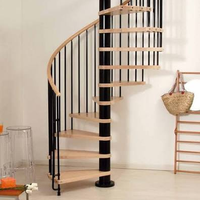Escalier en colimaçon préfabriqué, design circulaire, gain de place, décoratif, intérieur, blanc, noir, acier, kit d'escalier en colimaçon, marches en bois