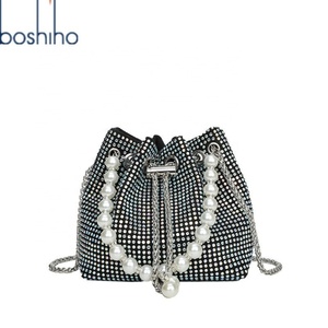 Rhinestone Velvet with Diamonds Fashion Luxurious Women's Wedding Clutch Single Shoulder Purse Iron <b>Chain</b> Drawstring Evening Bag - Product Image 1