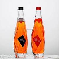 Bouteille en verre facettée vide de 350 ml, 500 ml, 750 ml pour whisky, vodka, brandy, spiritueux