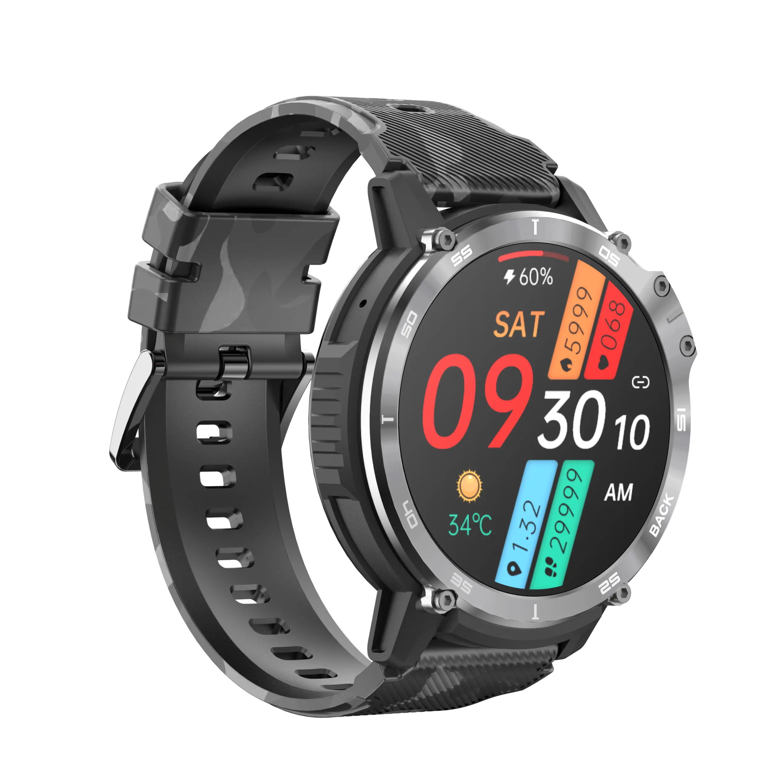 C22 Smartwatch Poignet Ip68 Inteligente Rateios Tracker Extérieur Amoled Deportes Reloj Montre Intelligente Ronde Pour La Surveillance Avec De