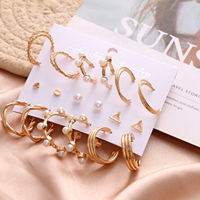VKME Grande Vente Ensemble de Boucles d'Oreilles Créoles Plaquées Or Feuille Tendance pour Femmes Bijoux