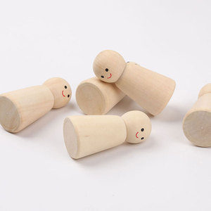 Unfinished <strong>Smiling</strong> Face DIY <strong>Wood</strong> Peg Doll Crafts Polished Wooden Carved Figure - Product Image 3