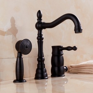 Set <span class=keywords><strong>Rubinetto</strong></span> per Vasca da <span class=keywords><strong>Bagno</strong></span> in Stile Europeo Nero Puro, Miscelatore a Tre Fori <span class=keywords><strong>con</strong></span> Soffione Doccia - Product Image 2