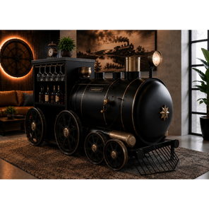 Modern Luxury Old Steam Locomotive Engine Wine Whisky Bar Cabinet Iron Material for Hotel Commercial Club <b>Pub</b> or Outdoor Use - Product Image 1