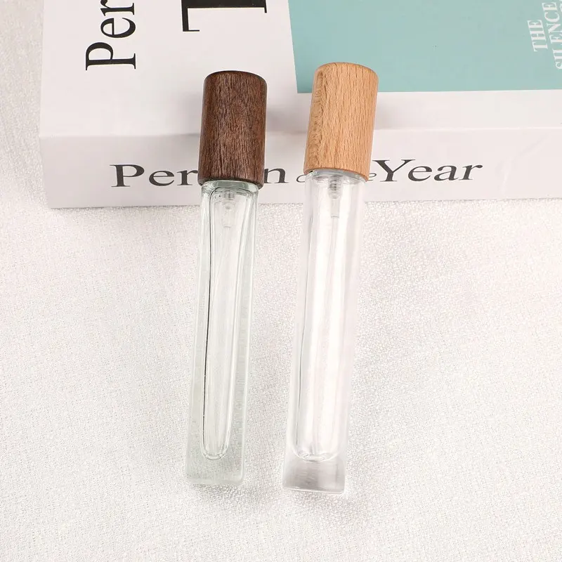 10ml decant bottle perfume 10 ml bottle thick glass spray with wood cap