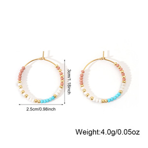 2026 תכשיטים חדשים מצופה זהב בעבודת נירוסטה עגילי חישוק זהב אופנה חרוזים בעבודת יד עגיל - Product Image 6