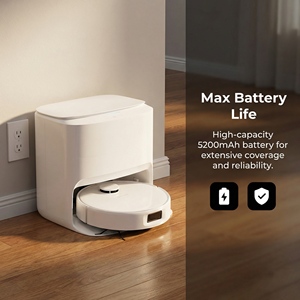หุ่นยนต์ดูดฝุ่นสำหรับบ้าน พร้อมระบบนำทาง LDS SLAM แรงดูด 8000Pa ถูพื้นแบบเปียกและแห้ง เครื่องดูดฝุ่นแบบเปียกและแห้ง 3 in 1 - Product Image 5