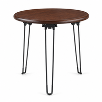 Table pliante ronde en bois grainé, table d'appoint pliable, portable, gain de place, pieds en métal, petite table pour balcon, camping, maison