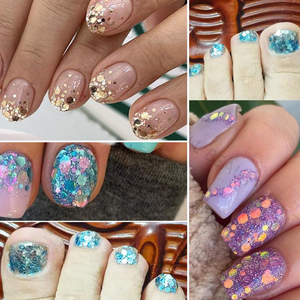 2 boîtes de 24 compartiments de paillettes holographiques hexagonales pour ongles, paillettes 3D irisées effet sirène pour nail art et loisirs créatifs - Product Image 3