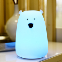 Veilleuse Ours en Silicone Rechargeable USB Blanc Chaud à Intensité Réglable pour Bébé, Idéale comme Cadeau pour Enfants et Décoration de Petite Chambre d'Enfant