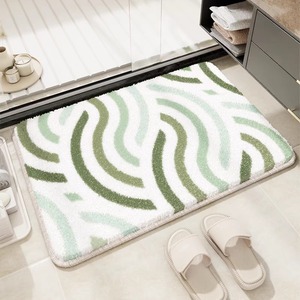 Tapis carré HAPTON style nordique aspect cachemire, tapis de sol épais en TPR, résistant à la saleté, facile d'entretien, pour chambre et toilettes, motif floral. - Product Image 3