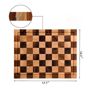 Nuevo producto transfronterizo: Tabla de cortar de madera de acacia, tabla de cortar de madera maciza con diseño de tablero de ajedrez, tabla de cortar para cocina doméstica. - Product Image 1