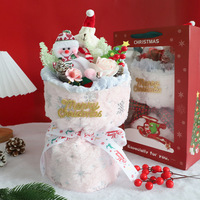 Buket Natal Boneka, Bunga Kering, Nuansa Mewah, Bunga Abadi Malam Natal, Bunga Kartun