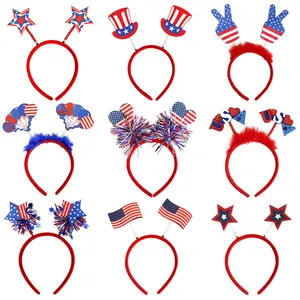 4th of July 2024 USA Star Hat Headband Photo Booth Props Patriotic hair clip American Independence Day Decoration Party Supplies