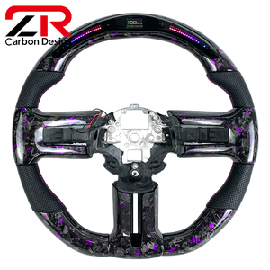 Volante Deportivo de Fibra de Carbono Forjado con LED para Ford Mustang <span class=keywords><strong>GT</strong></span> GT350 GT500 Shelby 1000 RTR <span class=keywords><strong>Boss</strong></span> 302 GTS - Product Image 1