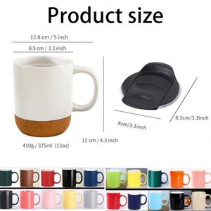 Custom Logo Personalized Gift Stoneware Cup Office Home Indoor Milk Coffee Drinks Ceramic Mug with Cork Base and <b>Sliding</b> Lids - Product Image 2
