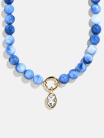 Collier en pierres précieuses bleues naturelles personnalisées, fermoir en acier inoxydable, chaîne d'extension réglable, charme en cristal, cadeau pour femmes