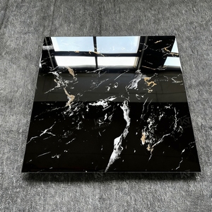 Azulejos de Porcelana de Mármol Negro Brillante Impermeables de Lujo de 600x600, 60 por 60, para Piso, Cerámica Negra de 60x60 para Sala de Estar - Product Image 1