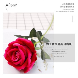 Ventes chaudes de fleurs artificielles en velours rose pour la décoration intérieure et extérieure, mariage et fête - Product Image 5