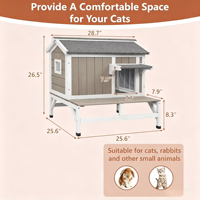 Abri pour chat en bois massif isolé pour extérieur, grande maison pour chat surélevée avec balcon, résistant aux intempéries, pour toutes les saisons, condo pour chat de jardin