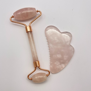 100% pierre naturelle Gua Sha Logo personnalisé Massage du visage masseur facial Quartz Rose naturel rouleau de jade - Product Image 4