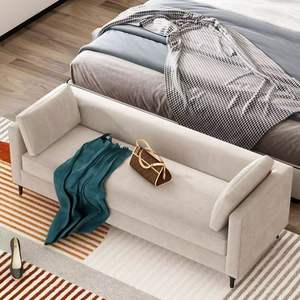 Banc <span class=keywords><strong>de</strong></span> <span class=keywords><strong>bout</strong></span> <span class=keywords><strong>de</strong></span> <span class=keywords><strong>lit</strong></span> moderne et minimaliste, long banc rembourré pour chambre à coucher ou dressing - Product Image 5