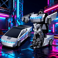 Coche de Carreras de Control Remoto de 2.4G y 4 Canales al por Mayor, Transformación de Deformación con una Sola Tecla, Rotación de 360 Grados, Luz, Regalo para Niños, Interior y Exterior