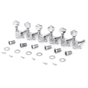 Chrome 6 in Line Sealed Guitar <strong>Tuning</strong> Pegs Keys Set for <strong>ST</strong> Oval Button - Product Image 1