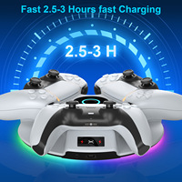 Station de charge 3-en-1 pour manette sans fil PS5 avec éclairage ambiant RGB, chargeur en matériau ABS pour manette PS5