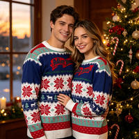 Sweater Rajut Natal Motif Jacquard Huruf Candy Cane Warna-Warni Kerah Bulat Lengan Panjang Kasual Terlaris