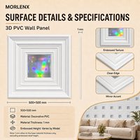 Panel Dinding PVC 3D Berlapis Putih MORLENX, Ubin Dekoratif Cermin Holografik Modern untuk Hotel Butik, Kamar Tidur, Ruang Tamu, Dapur