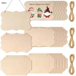 30ช่องว่างป้ายไม้ที่ยังไม่เสร็จสำหรับงานหัตถกรรมแท็กแขวนไม้แขวนผนังสำหรับงานฝีมือ - Product Image 2