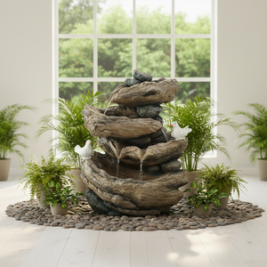 Fontaine à eau en résine à énergie solaire, fonctionnement silencieux, design étanche, installation autonome pour usage intérieur/extérieur - Product Image 1