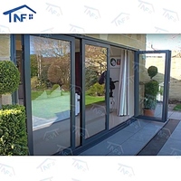 Cloison en verre pliante sans cadre en aluminium sur mesure, porte coulissante panoramique extérieure, porte accordéon moderne pliable