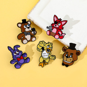 6 Colores de Ositos de Peluche de Terror de Freddy, Pines Metálicos Esmaltados Pintados, en Paquete a Granel para Decoración de Mochilas de Tela - Product Image 1