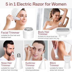 Rasoirs électriques pour femmes 5-en-1 étanche Bikini <span class=keywords><strong>rasoir</strong></span> USB Charge Dock sans fil électrique épilation du visage épilateur <span class=keywords><strong>pubien</strong></span> - Product Image 2