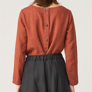 Camicette da <span class=keywords><strong>donna</strong></span> organiche naturali 100% cotone Vintage Casual abbottonate marroni personalizzate Plus Size abbigliamento <span class=keywords><strong>donna</strong></span> - Product Image 4