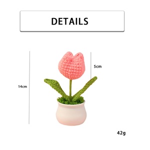 Vendita calda all'ingrosso Multi colore uncinetto filato di lana di fiori di simulazione di piccolo tulipano pianta <span class=keywords><strong>in</strong></span> vaso Desktop <span class=keywords><strong>auto</strong></span> ufficio ornamento per regalo - Product Image 6