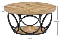 Table basse ronde best-seller à 2 niveaux, table de salon 80 cm, plateau en bois, structure en métal, table ronde en bois avec plateau épaissi