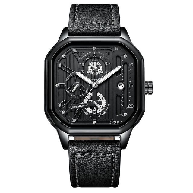 POEDAGAR 628 Luxury Casual 3 Needles Quartz Watch Fashion Reloj Chronograph Stainless Steel Waterproof Luminous Date Men Watches