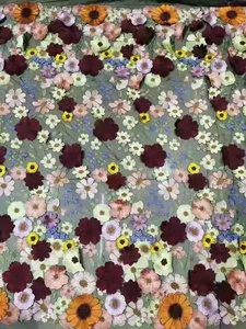 T-mart Most Popular Tulle Lace Fabric for Wedding Dress Hot Sale <strong>Sunflower</strong> Floating <strong>Embroidered</strong> 3D Flower Net Lace Fabrics - Product Image 4