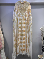 Robe de soirée de luxe en broderie 3D en vrac avec perles, robe longue en mousseline de soie à manches chauve-souris, faite à la main, pour femme musulmane