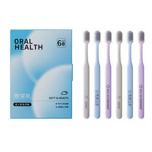 Soft Bristle Toothbrush Wide Head Nylon Adult Home Use 6 Piece Family Pack - Product Image 4