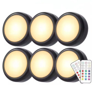 RGBW <span class=keywords><strong>LED</strong></span> Puck gece işıkları Modern uzaktan kumanda dim dolap ışığı pil kumandalı kablosuz itme lambası hareket sensörü - Product Image 1