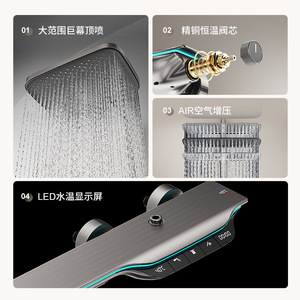 Jboyuan Thermostatic Shower Set With Ambient Light Large Rainfall Head And Handheld Spray Luxury Bathroom Fixture - Product Image 3