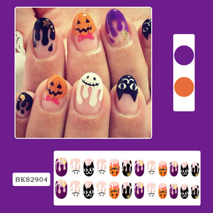 <span class=keywords><strong>Uñas</strong></span> Postizas Acrílicas con Diseño <span class=keywords><strong>de</strong></span> Telaraña y Fantasma Estilo Francés para <span class=keywords><strong>Halloween</strong></span>, Forma <span class=keywords><strong>de</strong></span> Ataúd Largo, Venta al Por Mayor - Product Image 4